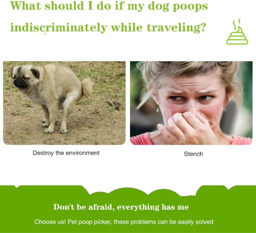 One handed operation of the green jaw style pet potty picker on outdoor grass.