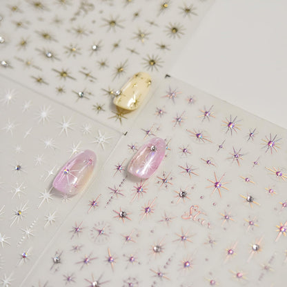 Namrec 5D embossed star nail stickers front view showing glitter designs