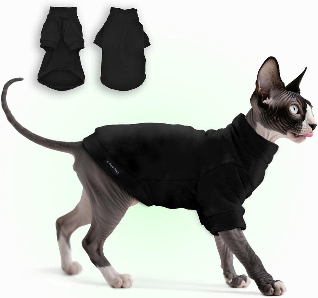 Sphynx Cat Clothes Fleece Cats&Small Dogs Pullover Sweater | Soft warm fleece, covers belly. Stretchy, easy on. Washes well. For small dogs & cats: daily walks, naps, AC rooms. - Image 10