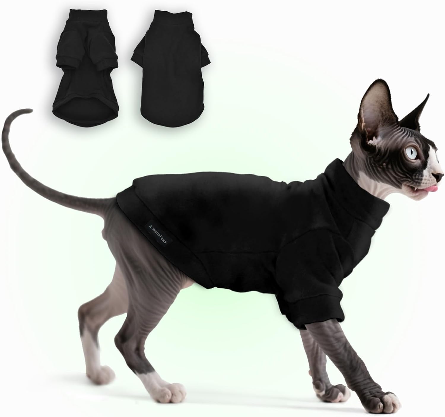 Sphynx Cat Clothes Fleece Cats&Small Dogs Pullover Sweater | Soft warm fleece, covers belly. Stretchy, easy on. Washes well. For small dogs & cats: daily walks, naps, AC rooms. - Image 10