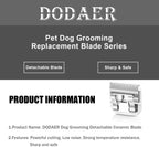 DODAER professional detachable dog clipper replacement parts displaying titanium ceramic edge