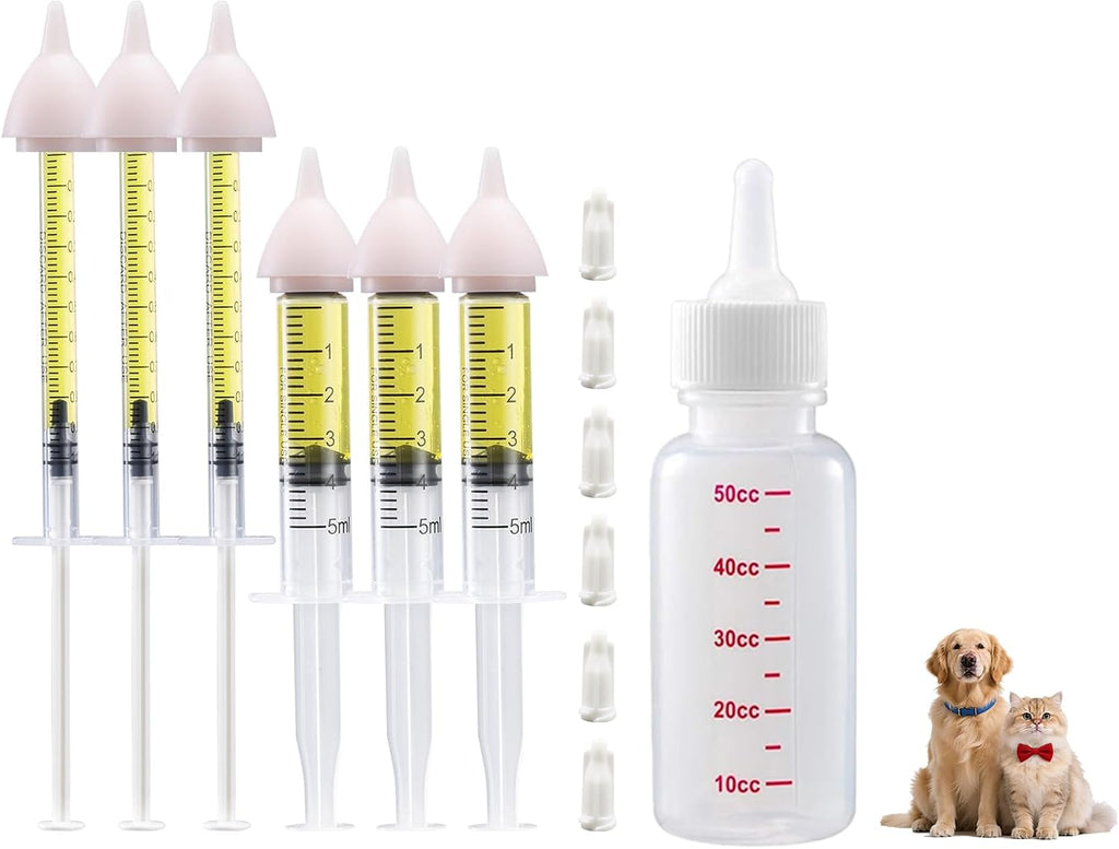 Pet Feeding Kit, Kitten Bottle Feeding Kit, Newborn Kitten Supplies, Fit for Feeding Newborn Puppies, Kitten, Squirrel, Rabbit, Hamster, 2 Pet Nipple - Image 9