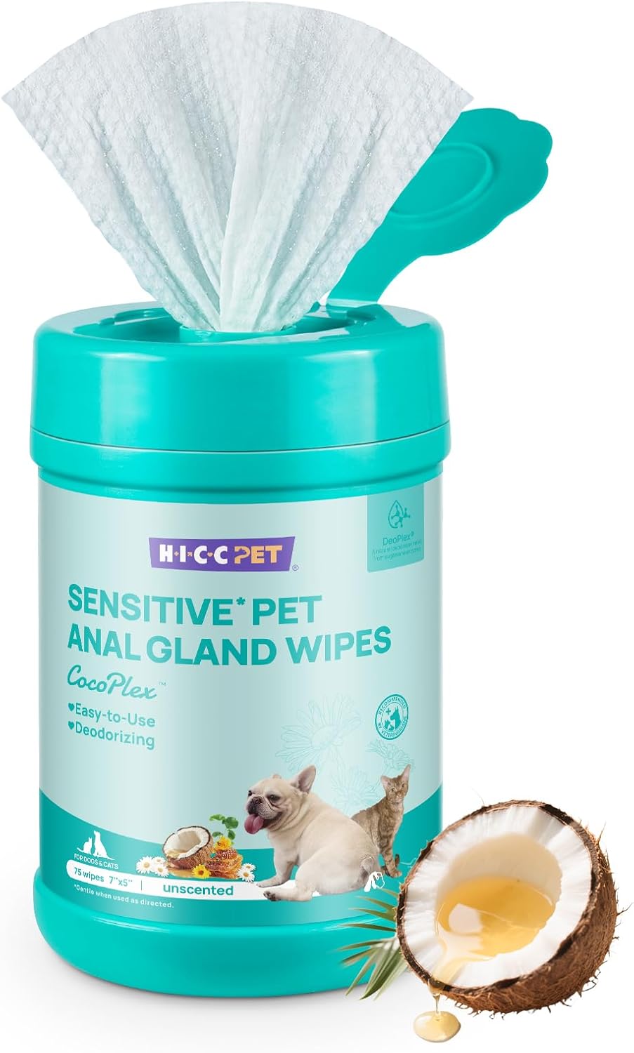 HICC PET Wipes for Dogs & Cats, Vet Recommended Cleaning Deodorizing & Soothing Allergy Infections Anal Gland Wipes, Hydrating & Nourish Fur Dog Grooming Wipes for Paw, Butt, Body-Hypoallergenic - Image 11