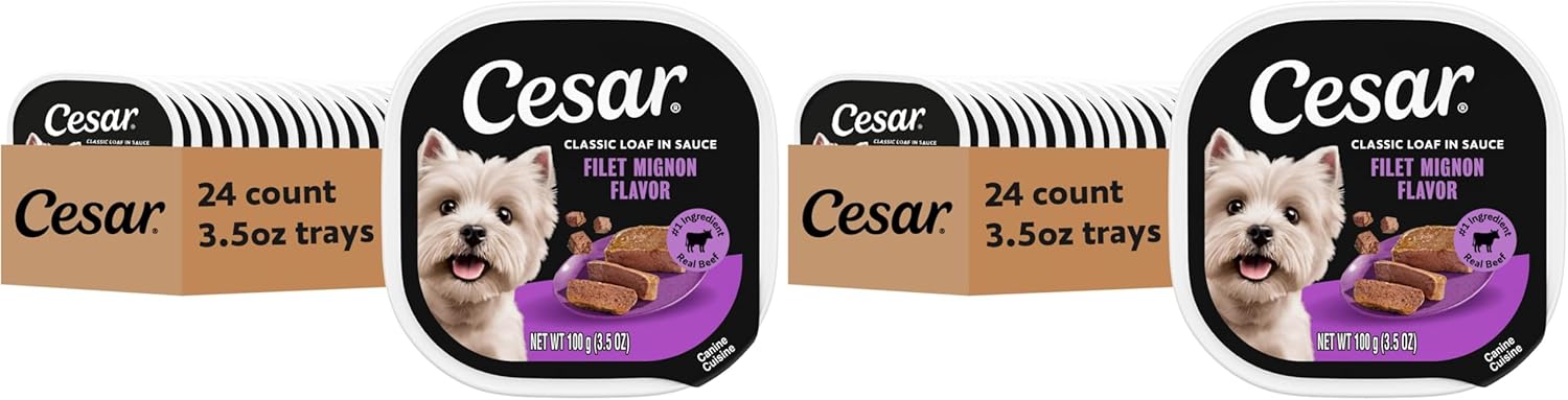 Cesar Classic Loaf in Sauce Adult Wet Dog Food Filet Mignon, 3.5 oz. Easy Peel Trays, 24 Count (Pack of 1) - Image 13