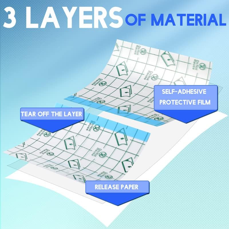 Nuyoah clear protective dressing tape packaging showcasing dimensions of three point ninety four inches