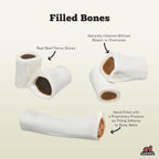 Natural beef femur bone treat with peanut butter filling for dogs