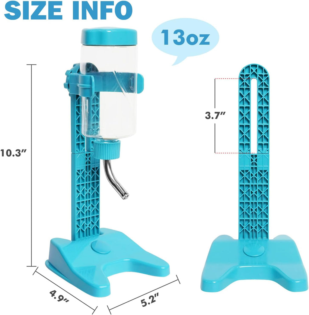 VANNON Pet Standing Water Dispenser Top Fill Dog Water Bottle Dispenser with Stand Leakproof Pet Slow Water Bottle for Small Animals, 13oz, BPA Free, Adjustable Height, Blue - Image 2
