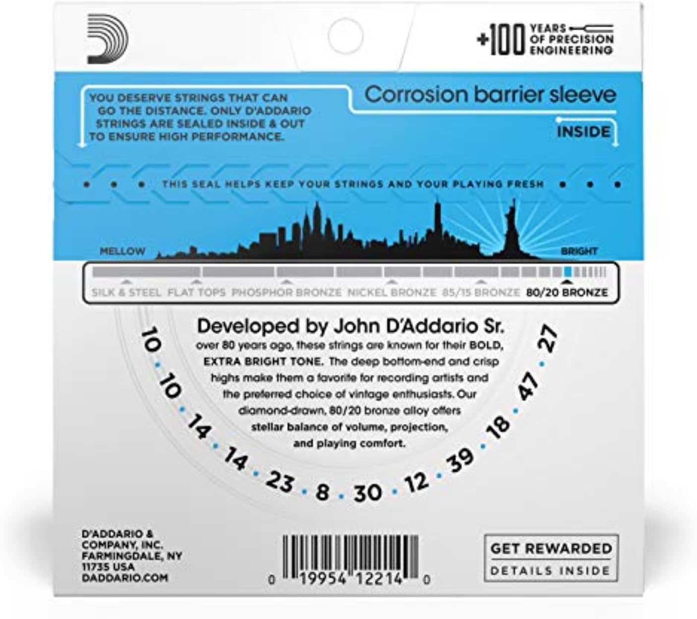 D'Addario Set Acoustic Guitar 80/20 Lite 12Str (EJ36) - Image 2