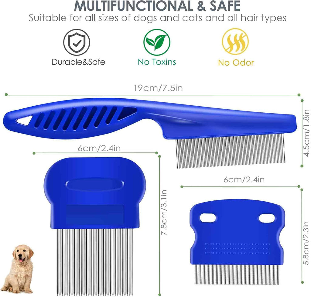 Brillirare stainless steel cat combs with rounded safety teeth close up view.