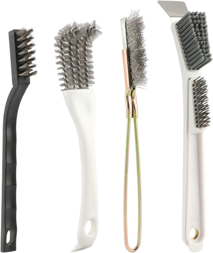 Teaaha bird cage cleaning brush kit front view showcasing the four specialized pet habitat maintenance tools