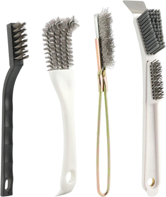 Teaaha bird cage cleaning brush kit front view showcasing the four specialized pet habitat maintenance tools