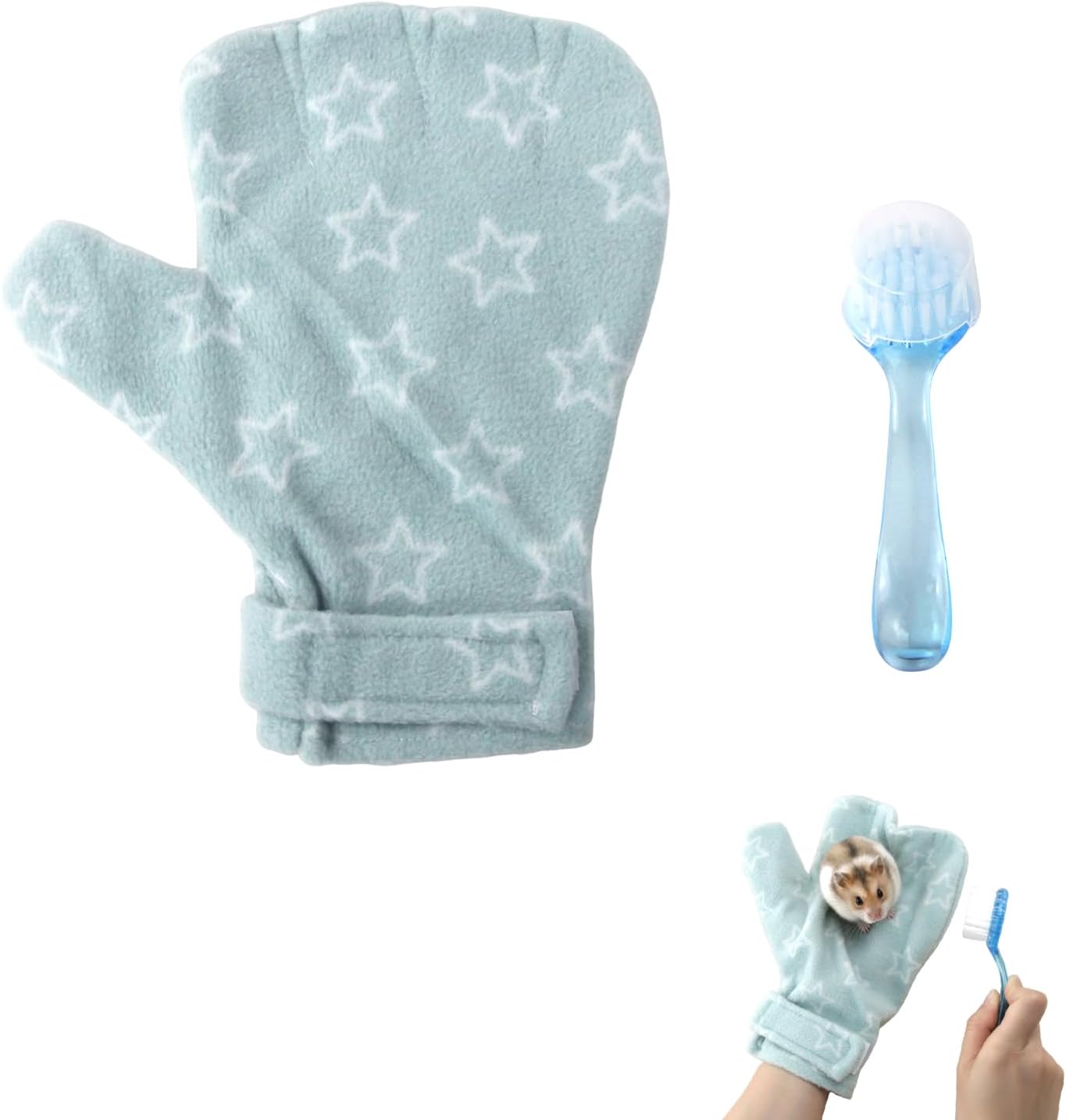 Hamster Bite Proof Glove and Grooming Brush Set, Adjustable Hamster Glove, Lid Soft Cleansing Brush Massage Combs, Guinea Pig Brush, Hamster Care Set for Hamsters, Ferrets, Hedgehogs (Pink) - Image 10