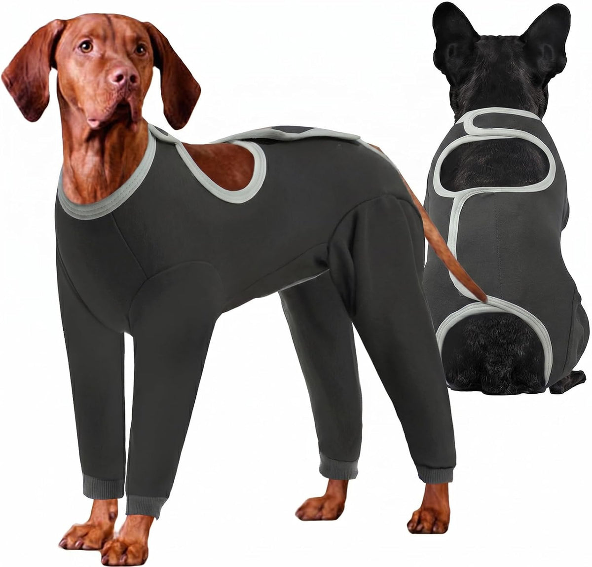 Idomik dog recovery suit long sleeve front view