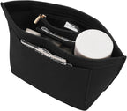Black felt bag shaper demonstrating lightweight flexibility and sturdy compartment walls.