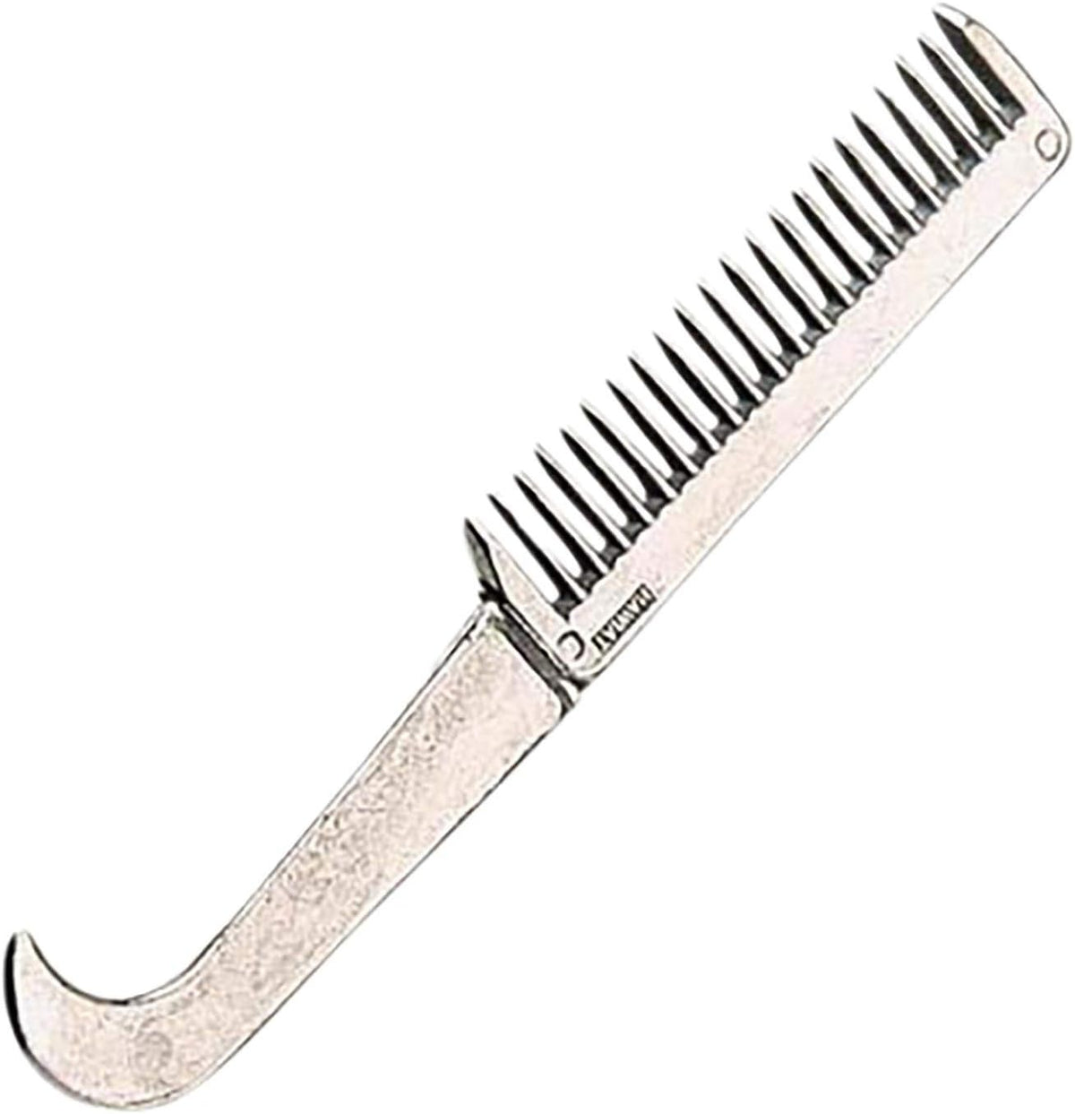 Derby Originals Roma Hoof Pick and Mane Comb front view aluminum equestrian grooming tool