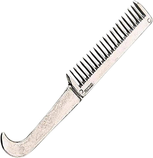 Derby Originals Roma Hoof Pick and Mane Comb front view aluminum equestrian grooming tool