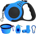 Petimp 16 foot retractable dog leash blue set front view