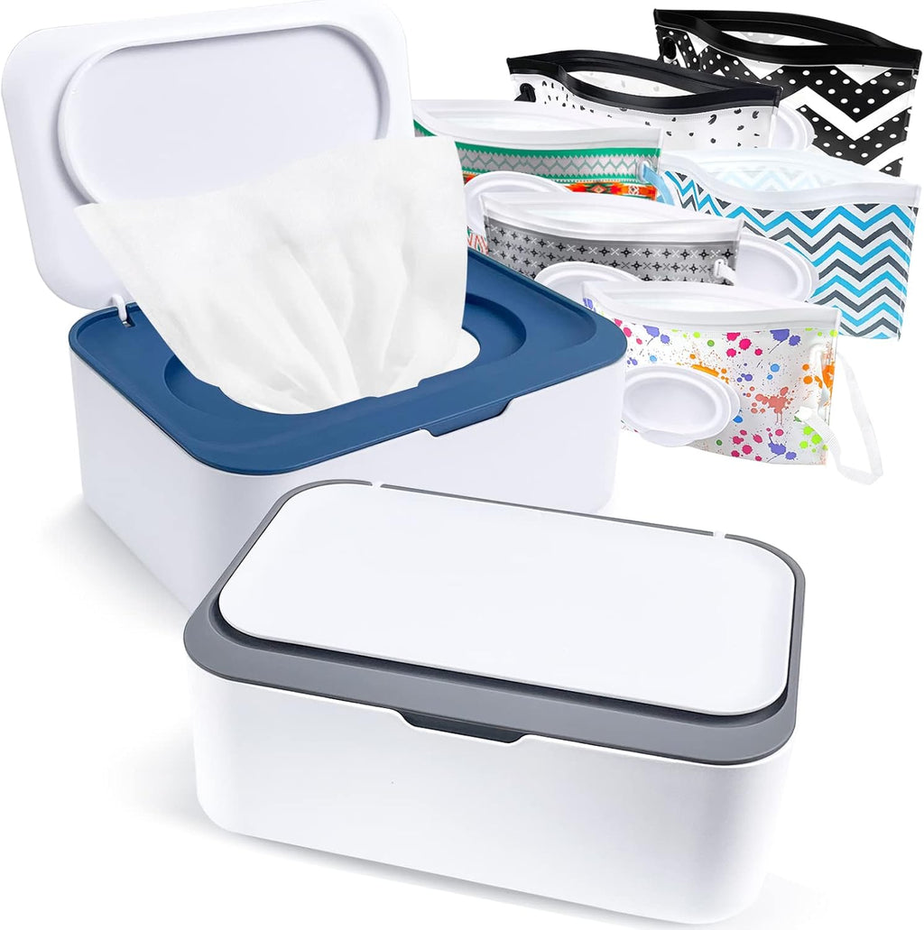 Kalyloc 8 piece baby wipes dispenser and pouch set front view