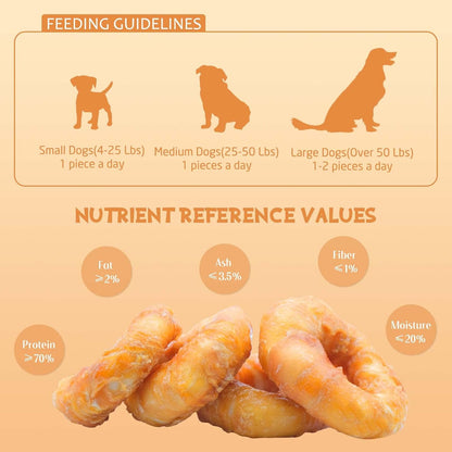 Four pack of Asmpet rawhide dog chews side view