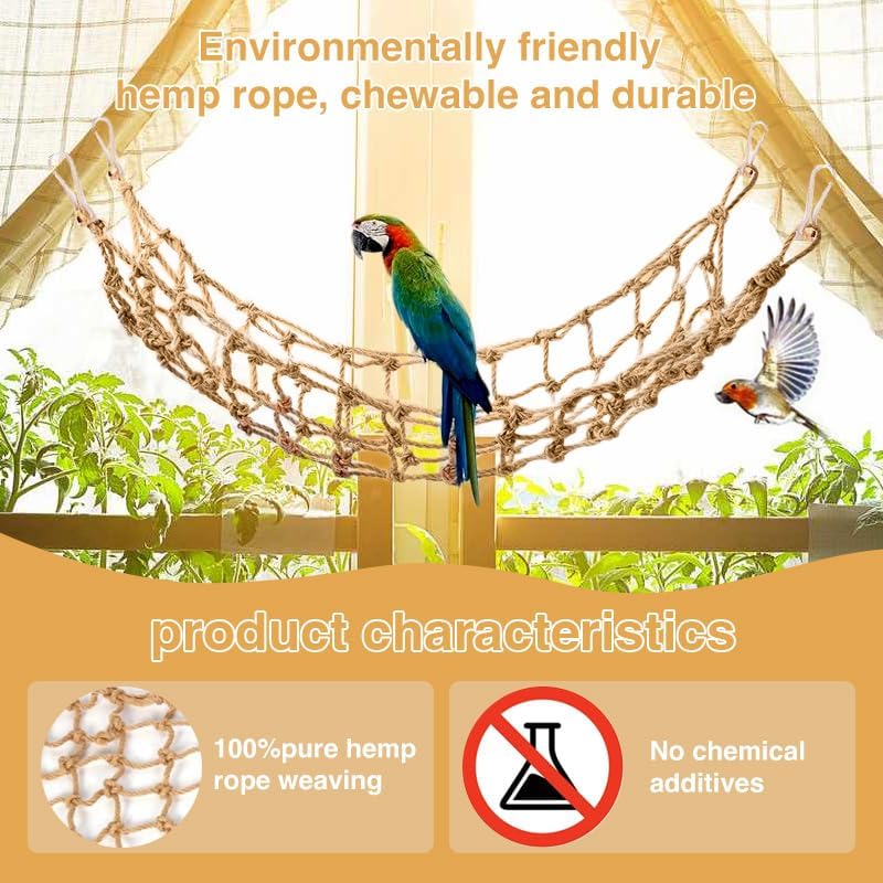 Hokable parrot swing hammock with accessory hooks