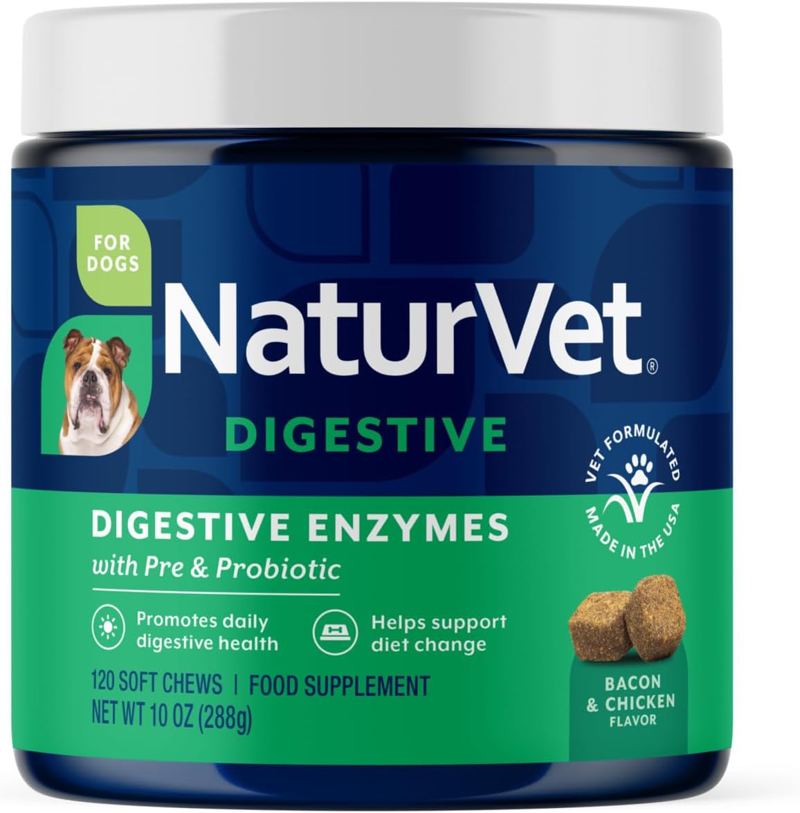 NaturVet Advanced Probiotics & Enzymes, PB6 Dog Soft Chews to Help Sensitive Stomachs and Digestive Issues, Hickory Smoked Bacon Flavored Pet Supplement for Dogs Over 6 Weeks, 120 Count Jar - Image 10