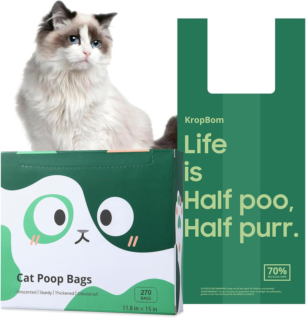 125 Count Cat Poop Bags with Handles, Disposable Litter Bags for Pet Poop, Extra-Thick Kitty Cat Waste Bags Easy Tie Leak-Proof Strengthen Unscented (Made of 70% Recycled Plastic) - Image 9