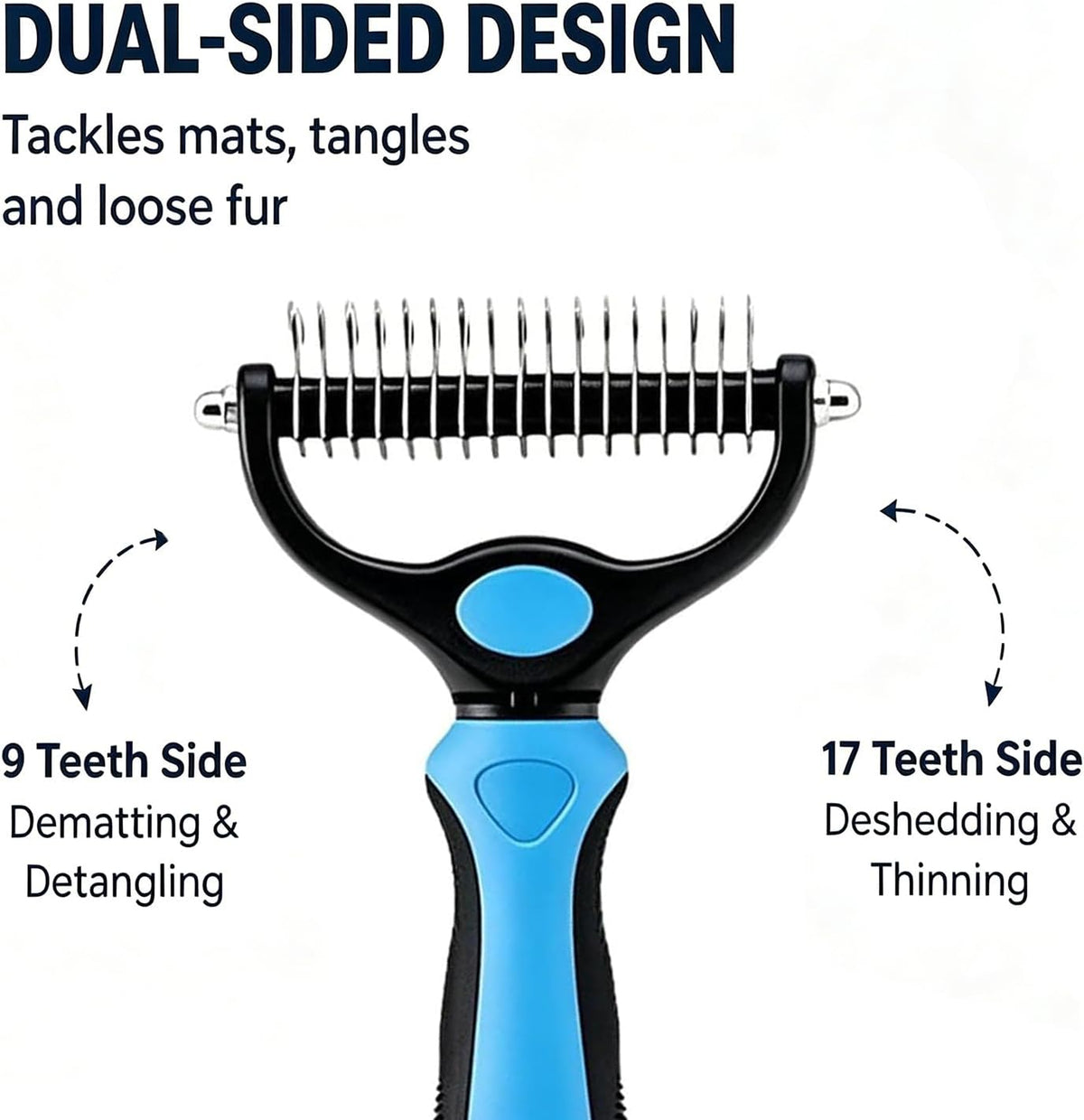 Close up of stainless steel blades on Qicifa dematting comb