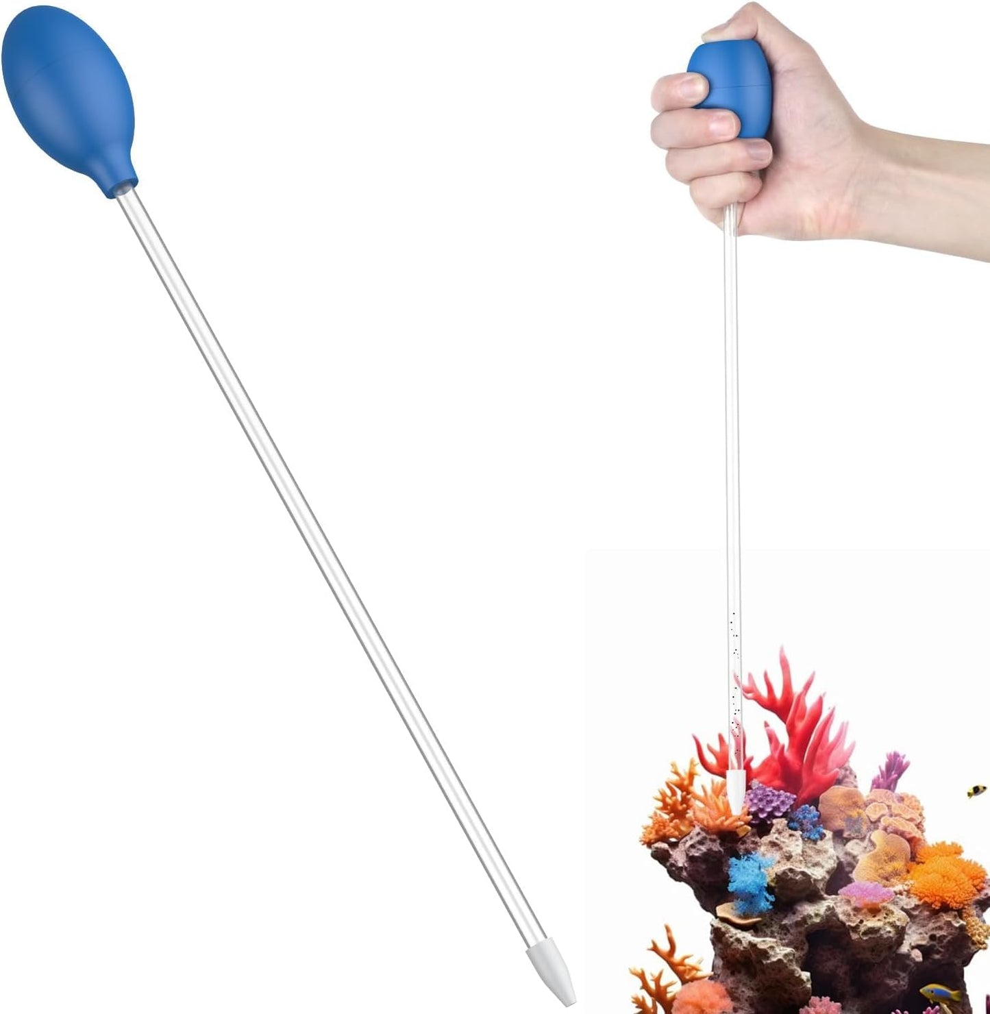 Pawfly Aquarium Coral Feeder 13.7 Inch Long Tube Coral Food Feeder Manual Feeding Tube Fish Excreta Cleaner Long Acrylic Syringe for Reef Marine Fish Shrimp Aquatic Plants - Image 11