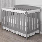Wmnwdqcs gray and white reversible crib rail cover set front view