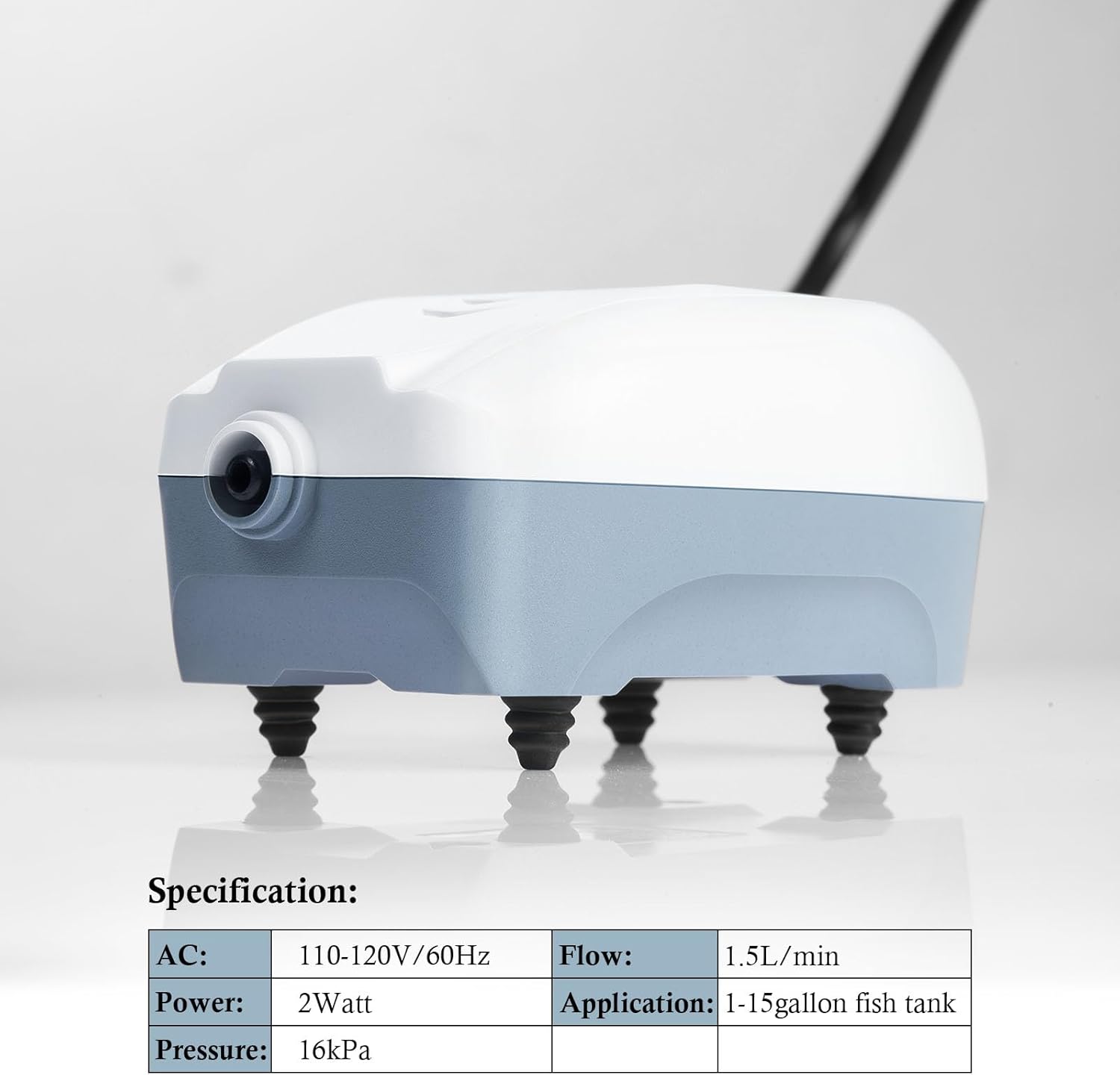 Side profile of Hitop whisper quiet oxygen pump