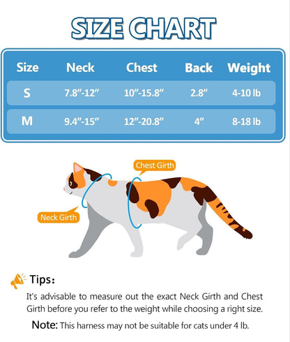 Halypet premium breathable nanofiber cat harness with fifty nine inch leash