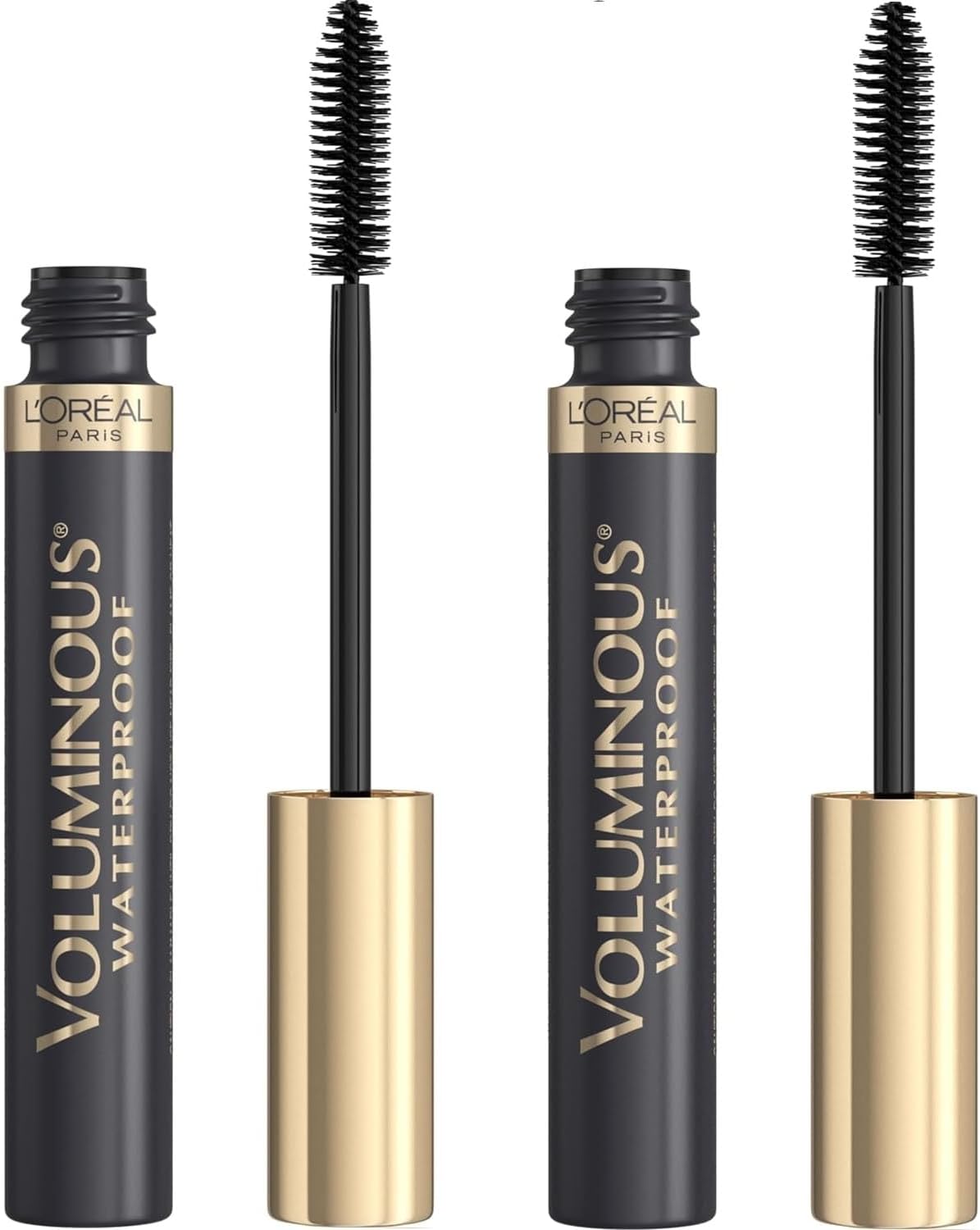 L'Oreal Paris makeup voluminous original waterproof mascara product demonstration layout