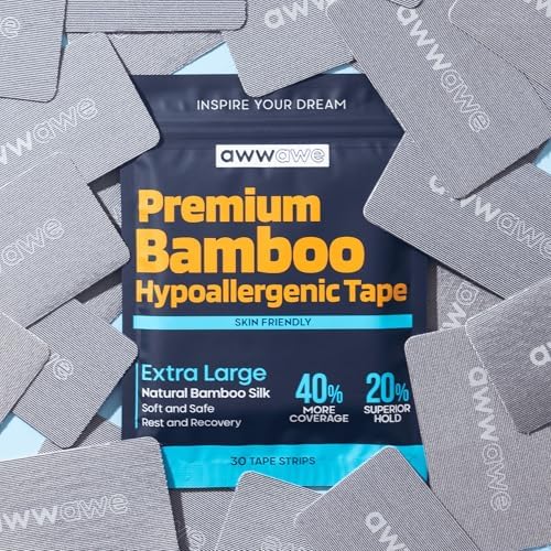 Natural bamboo silk sleep tape packaging highlighting the thirty count quantity