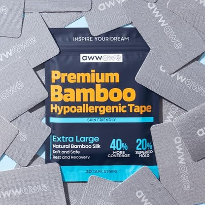 Natural bamboo silk sleep tape packaging highlighting the thirty count quantity