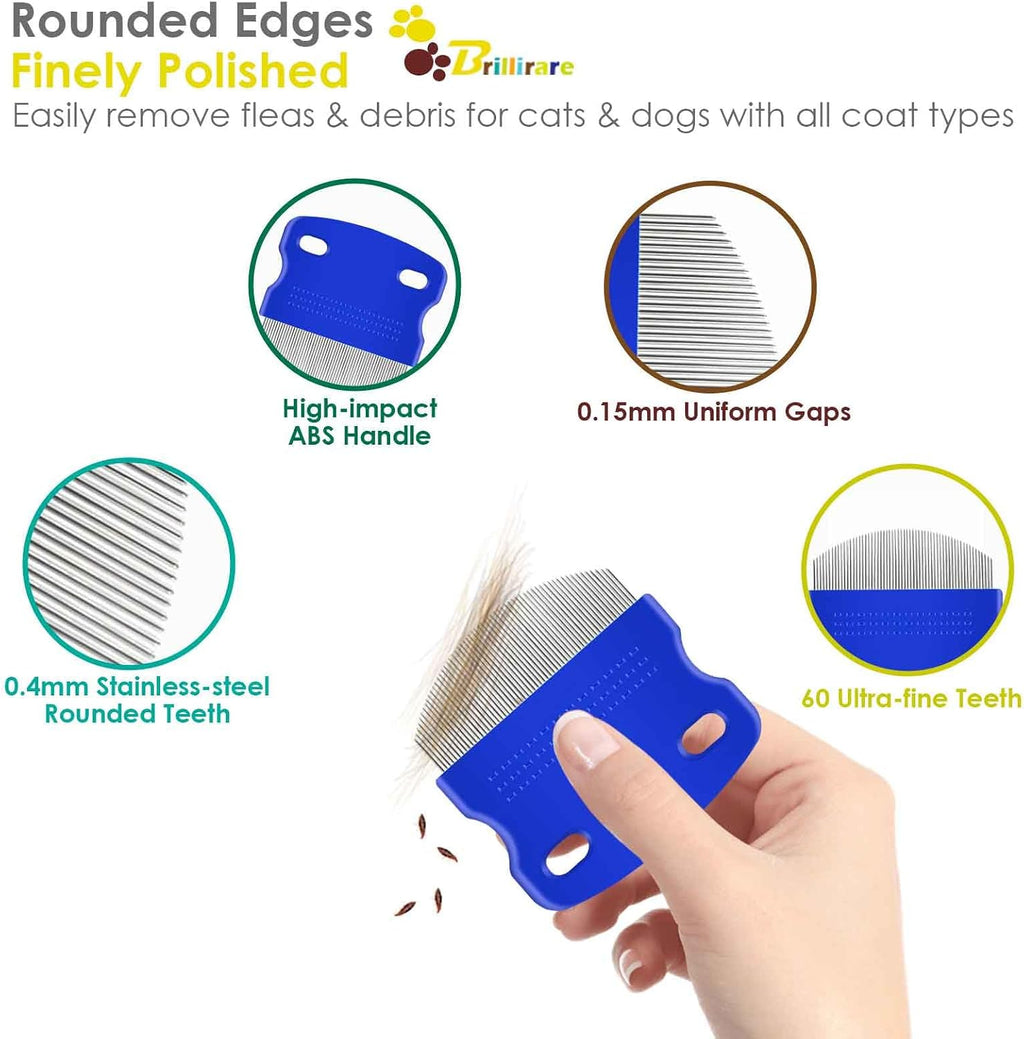 Petangel flea and lice comb set showing the ergonomic blue ABS plastic handles.