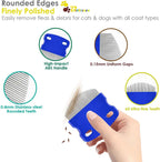 Petangel flea and lice comb set showing the ergonomic blue ABS plastic handles.