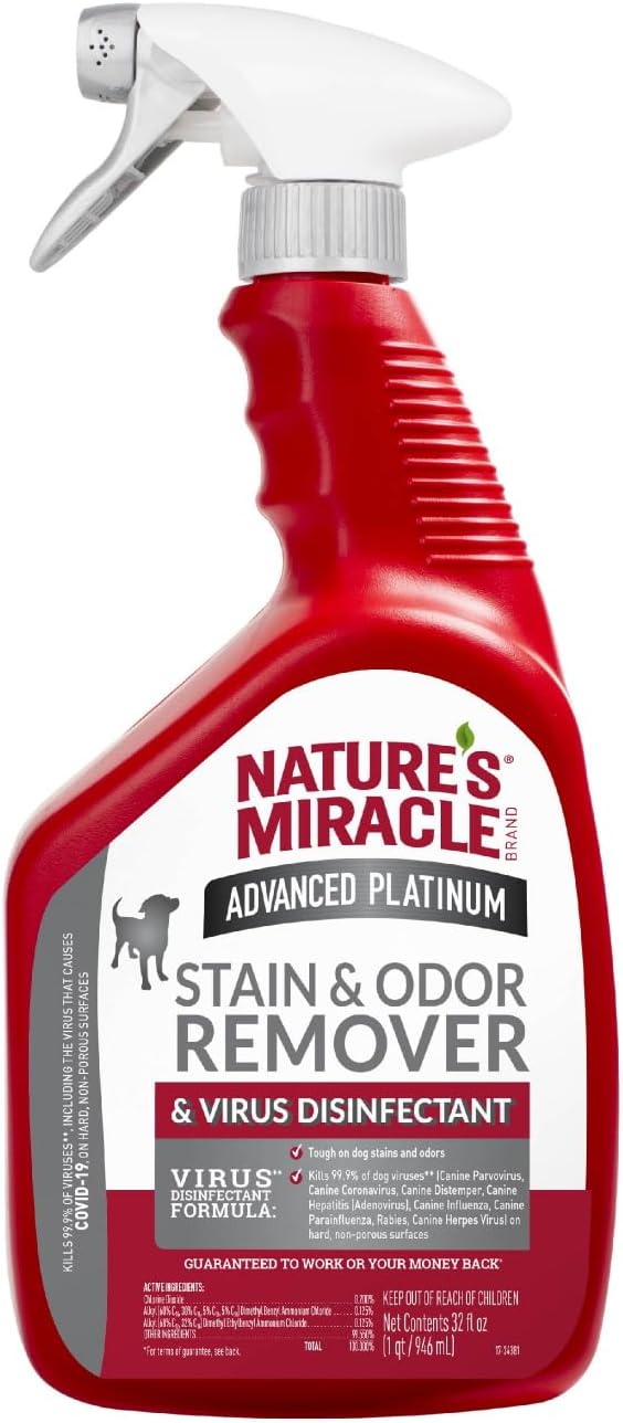 Nature's Miracle Advanced Platinum Stain And Odor Remover And Virus Disinfectant 32 Ounces, Eliminates Tough Dog Messes - Image 10