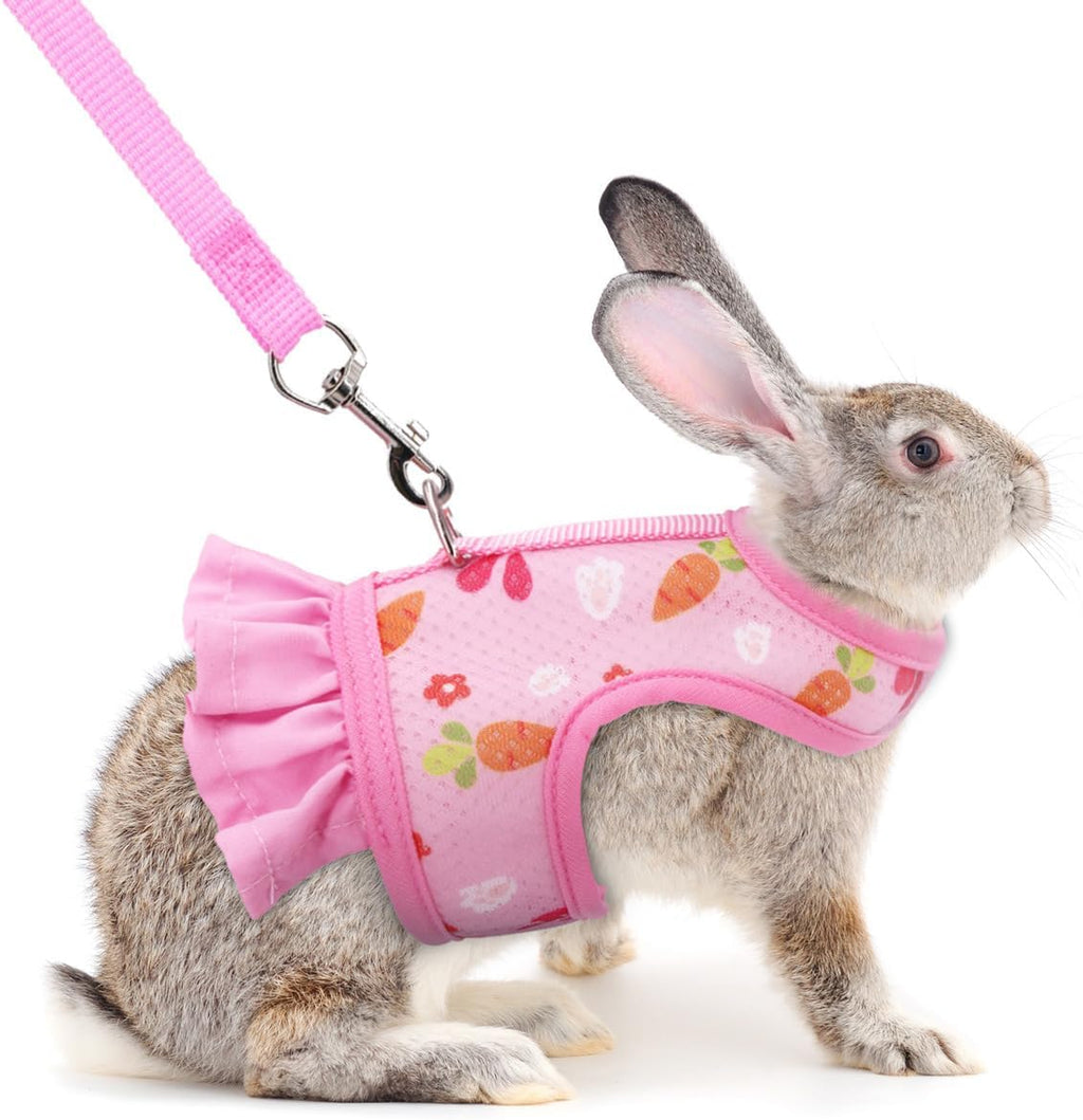 Hotlion Rabbit Harness and Leash Set front view of pink small pet mesh vest