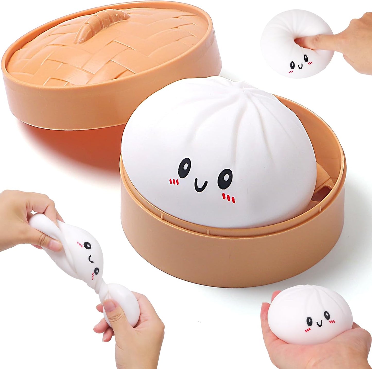 AiSiXin squishy dumpling stress ball front view showing cute face expression
