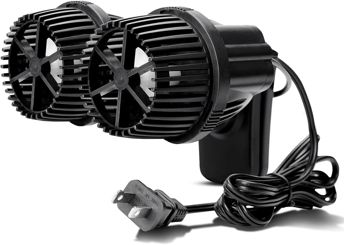 Hygger double head aquarium circulation pump front view showcasing the dual propeller design.