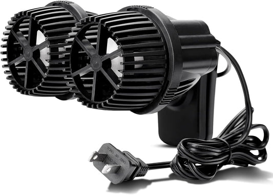 Hygger double head aquarium circulation pump front view showcasing the dual propeller design.