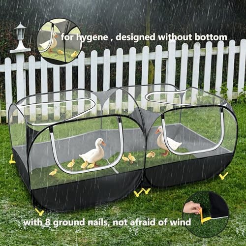 Small Animals Playpen, Portable Chicken Run Coop Large Chick Brooder Pet Cage Tent with Zipper Doors, Breathable Mesh Walls, Foldable Pet Enclosure for Cat Puppy Kitten Rabbits Indoor Outdoor - Image 5