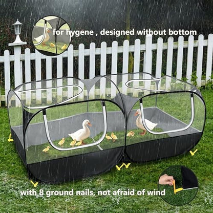Small Animals Playpen, Portable Chicken Run Coop Large Chick Brooder Pet Cage Tent with Zipper Doors, Breathable Mesh Walls, Foldable Pet Enclosure for Cat Puppy Kitten Rabbits Indoor Outdoor - Image 5