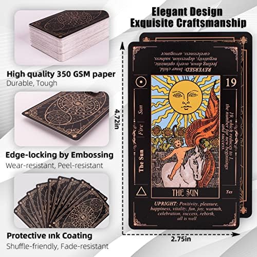 Top down view of Kledery beginner tarot deck spread on a table
