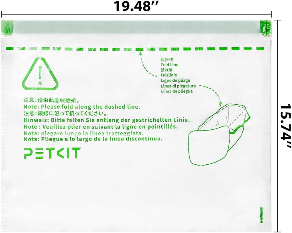 PETKIT PuraMax compatible trash bag dimensions and thickness graphic