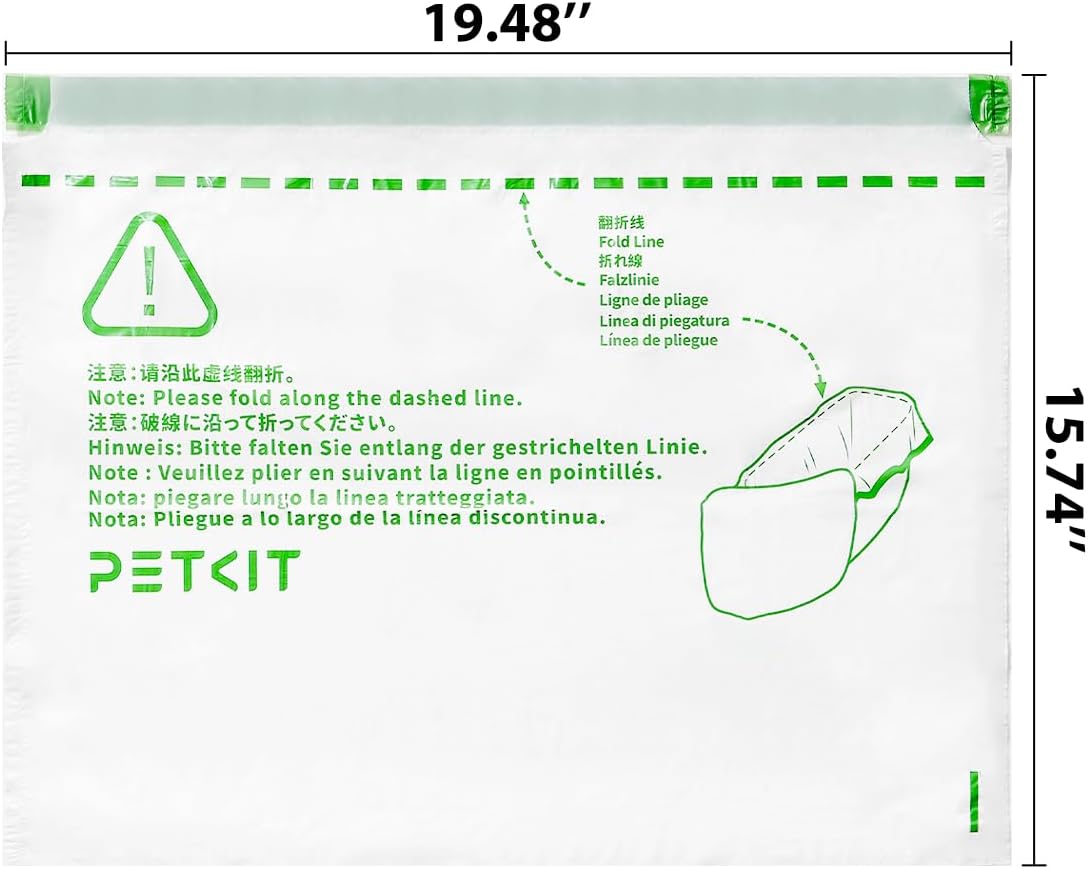 PETKIT PuraMax compatible trash bag dimensions and thickness graphic