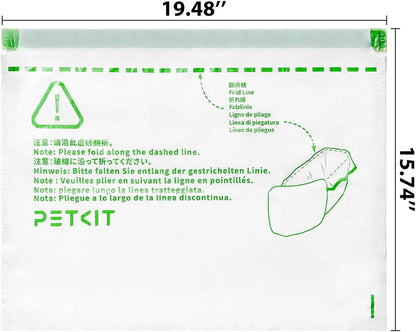 PETKIT PuraMax compatible trash bag dimensions and thickness graphic