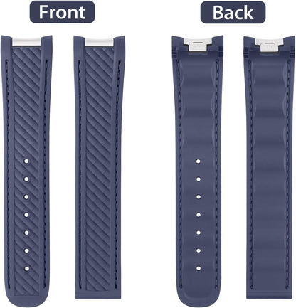Textured underside view of flexible rubber wrist strap showcasing sweat resistant airflow channels