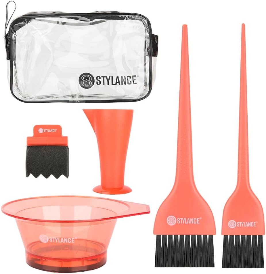 Stylance 5 Pieces Hair Dye Coloring Kit front view of orange salon tools