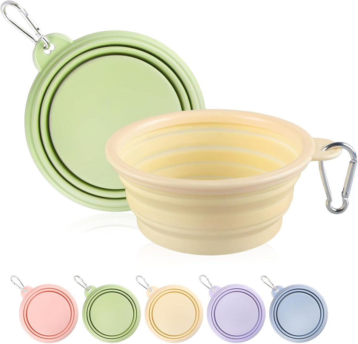 Collapsible Dog Bowls 2-Pack, Portable Travel Dog Bowl with Carabiner, Food-Grade Silicone Pet Bowl for Hiking, Walking (Macaron Pink and Violet) - Image 15